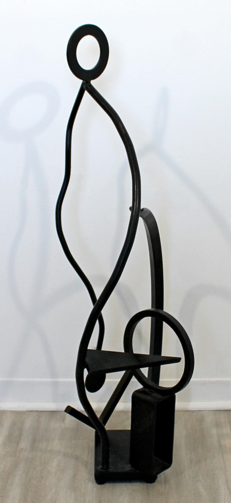 Contemporary Forged Iron Abstract Art Floor Sculpture Black by Robert Hansen For Sale 2