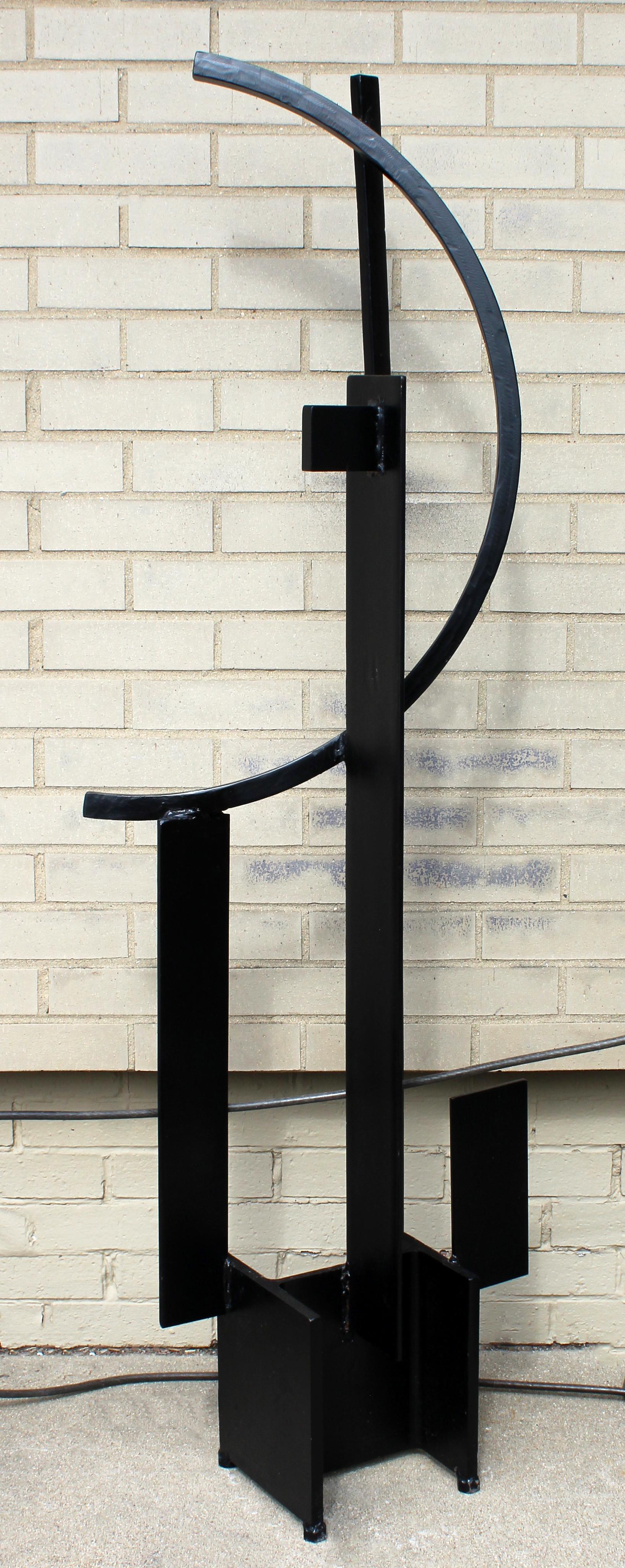 American Contemporary Forged Iron Black Abstract Art Floor Sculpture by Robert Hansen