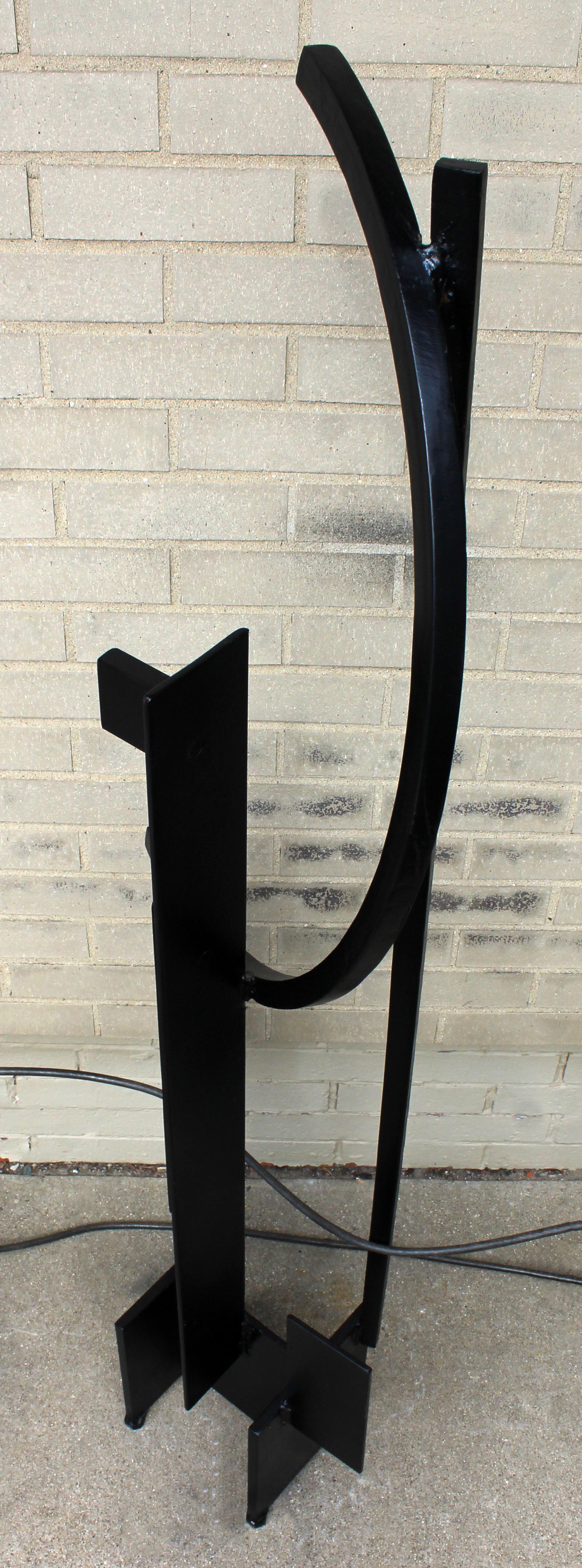 Contemporary Forged Iron Black Abstract Art Floor Sculpture by Robert Hansen 1