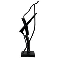 Contemporary Forged Iron Black Abstract Art Floor Sculpture by Robert Hansen