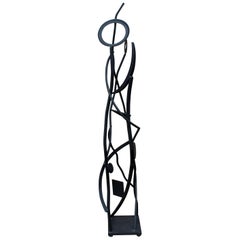Contemporary Forged Iron Black Abstract Art Floor Sculpture by Robert Hansen