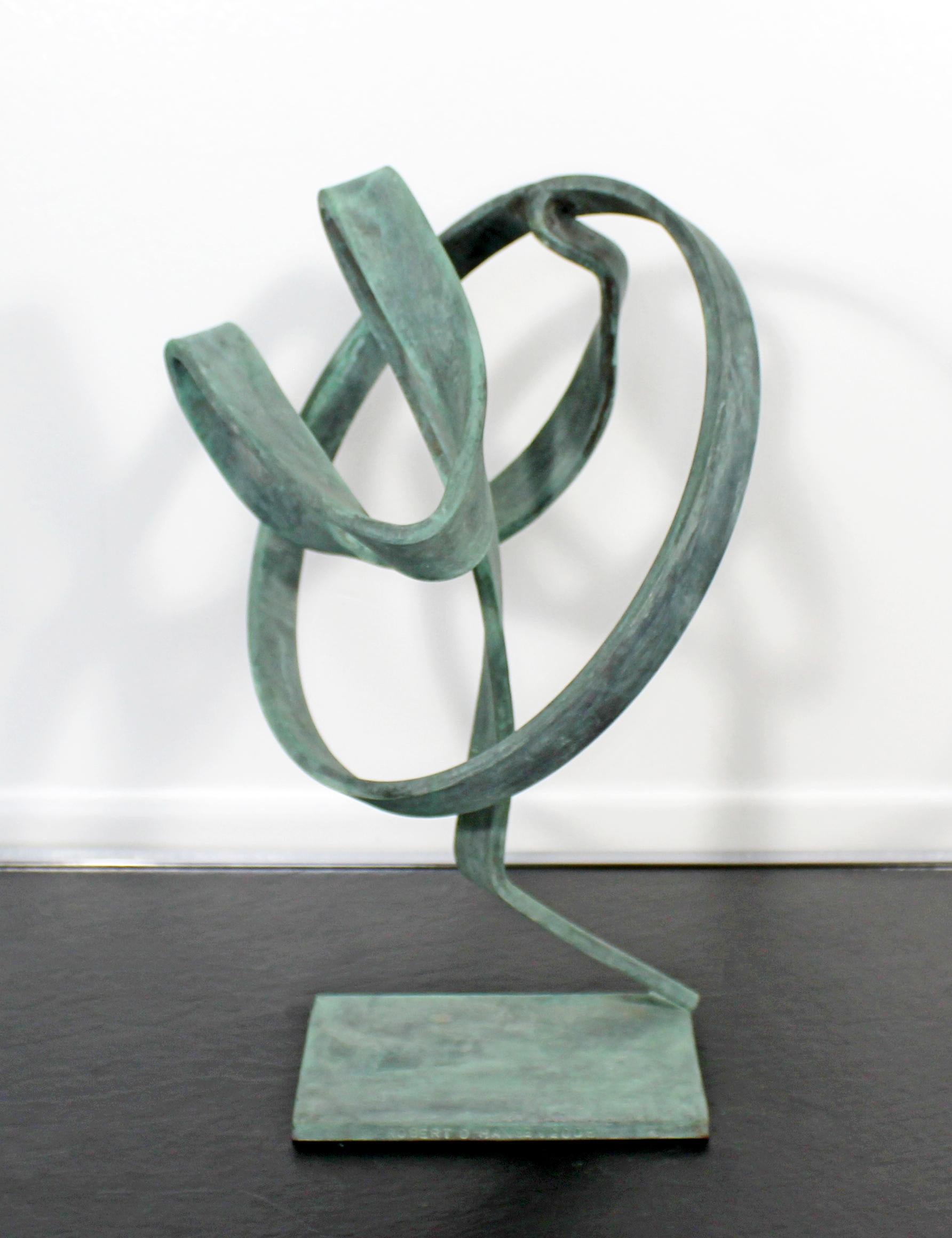 For your consideration is a gorgeous, forged painted copper metal, abstract table sculpture, signed by Robert D. Hansen, dated 2008. In excellent condition. The dimensions are 7