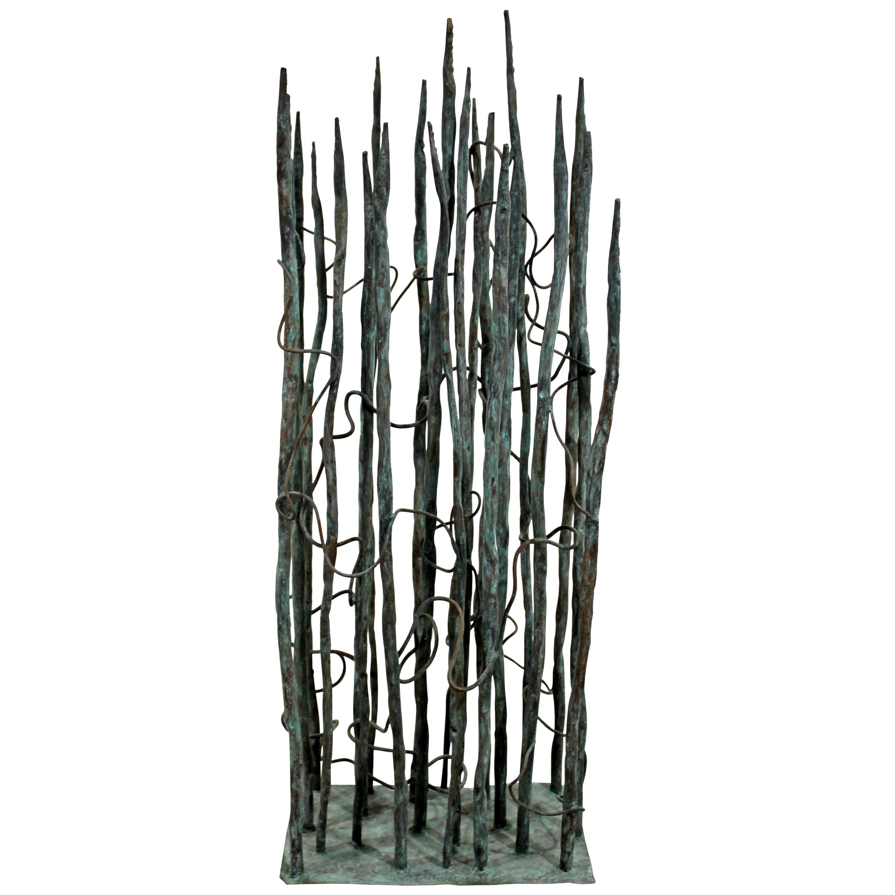 Contemporary Forged Painted Copper Bertoia Style Reed Sculpture Signed Hansen
