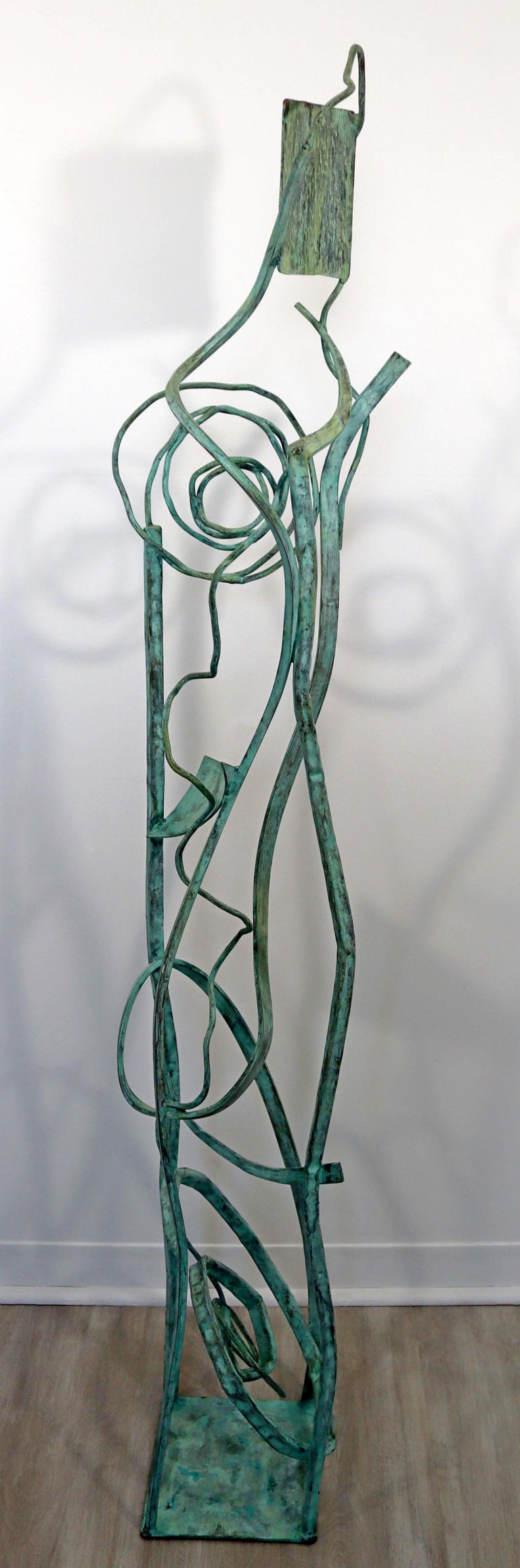 For your consideration is a magnificent, forged painted copper metal, abstract floor sculpture, by artist Robert D. Hansen. In excellent condition. The dimensions are 11.5