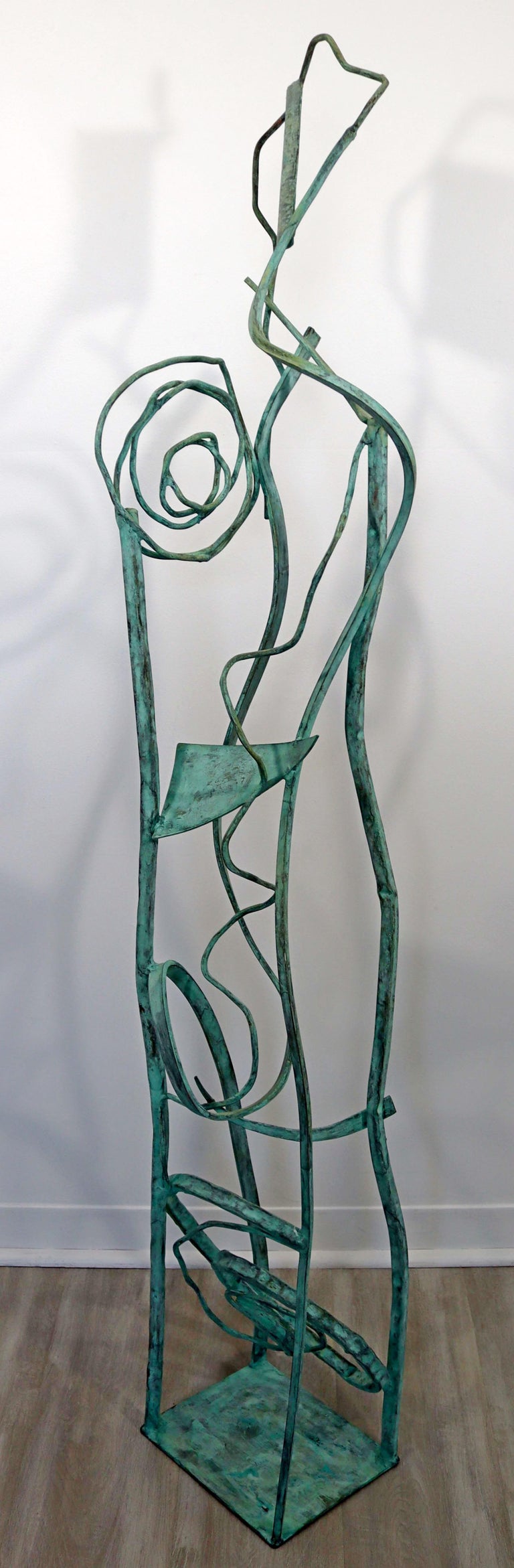 Contemporary Forged Painted Copper Metal Abstract Floor Sculpture Robert Hansen In Good Condition In Keego Harbor, MI