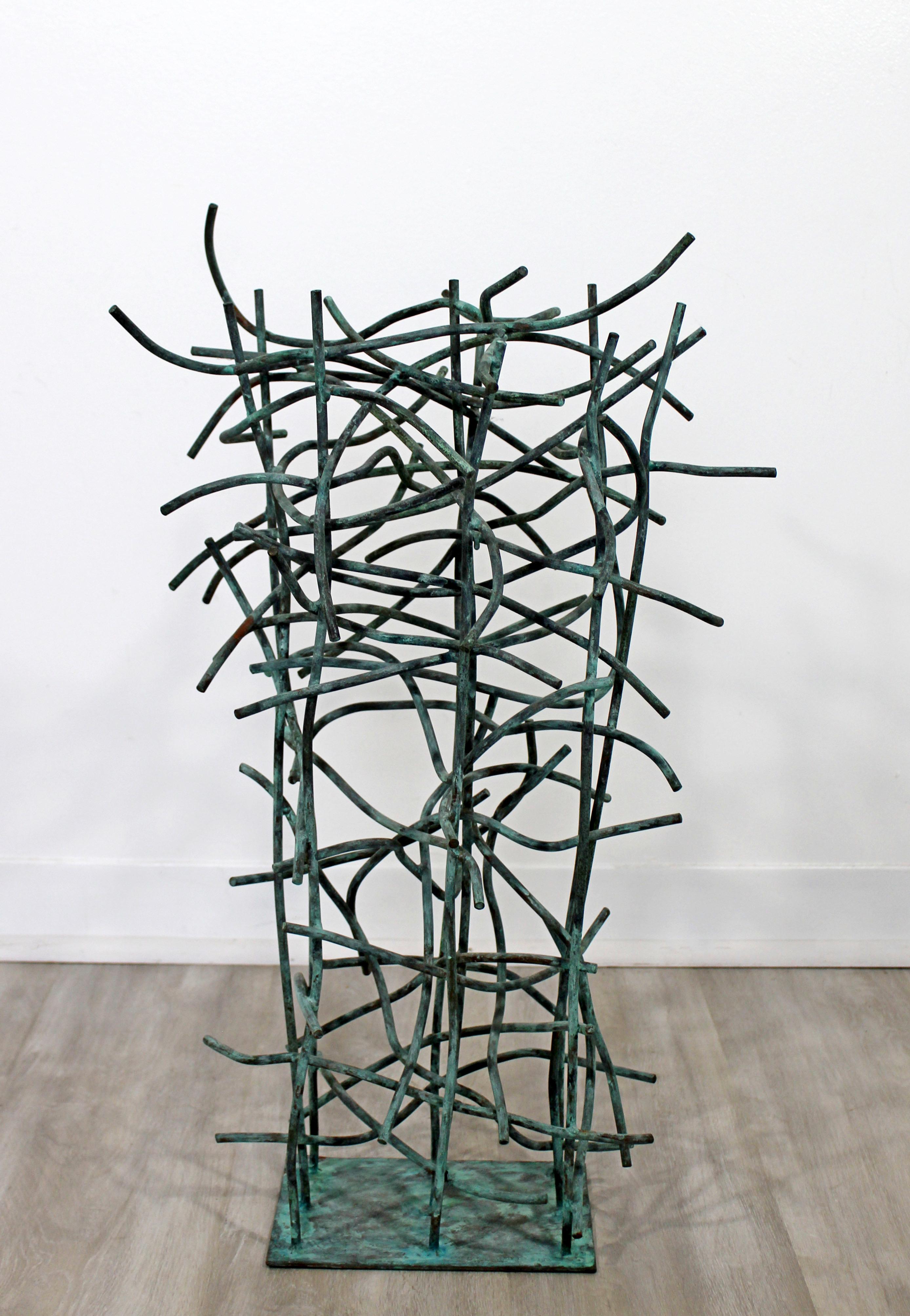 For your consideration is a unique, forged painted copper metal, abstract table sculpture, by artist Robert D. Hansen. In excellent condition. The dimensions are 16