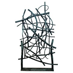 Contemporary Forged Painted Copper Metal Abstract Table Sculpture Robert Hansen