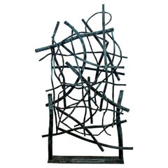 Contemporary Forged Painted Copper Metal Abstract Table Sculpture Robert Hansen