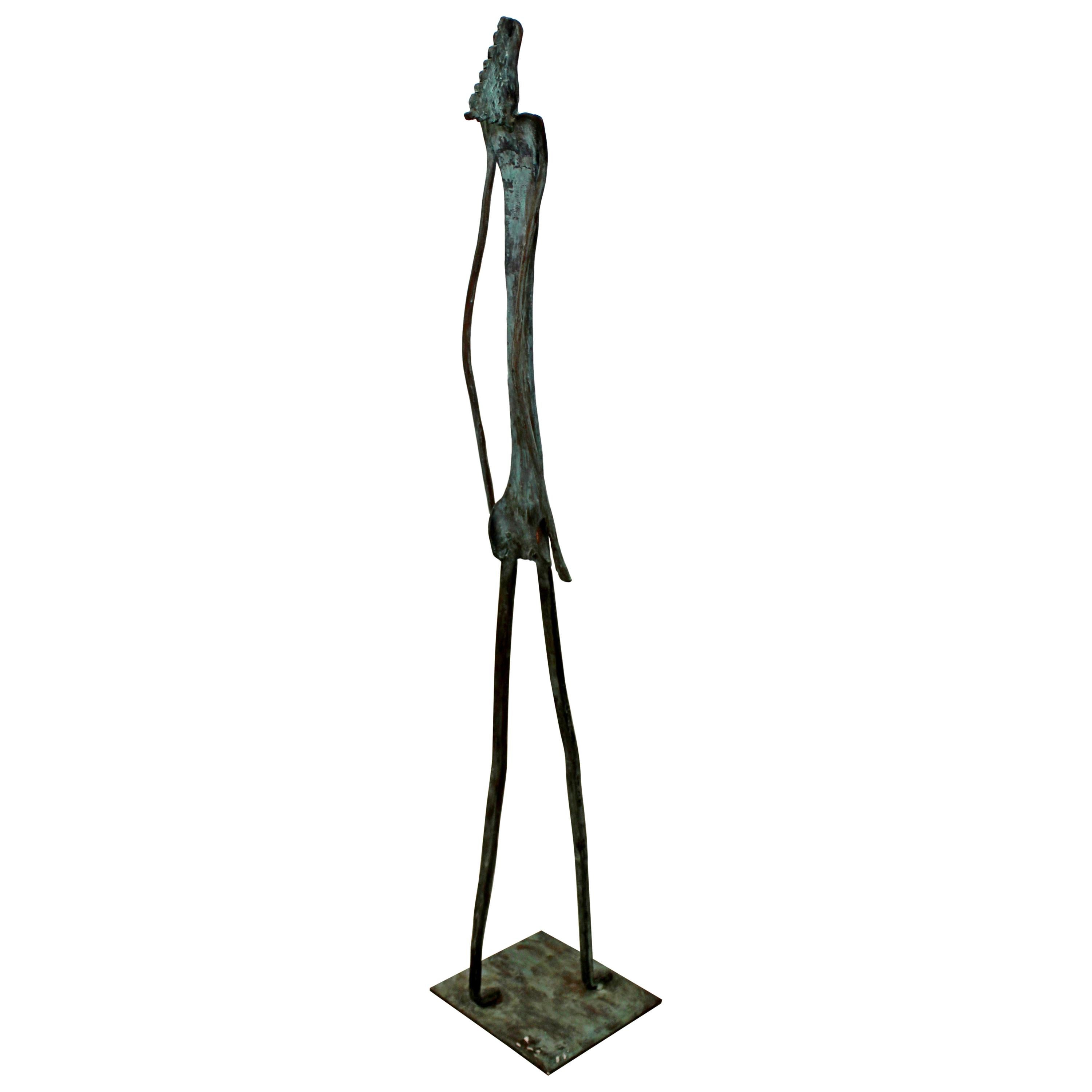 Contemporary Forged Painted Copper Nude Woman Female Figure Table Sculpture