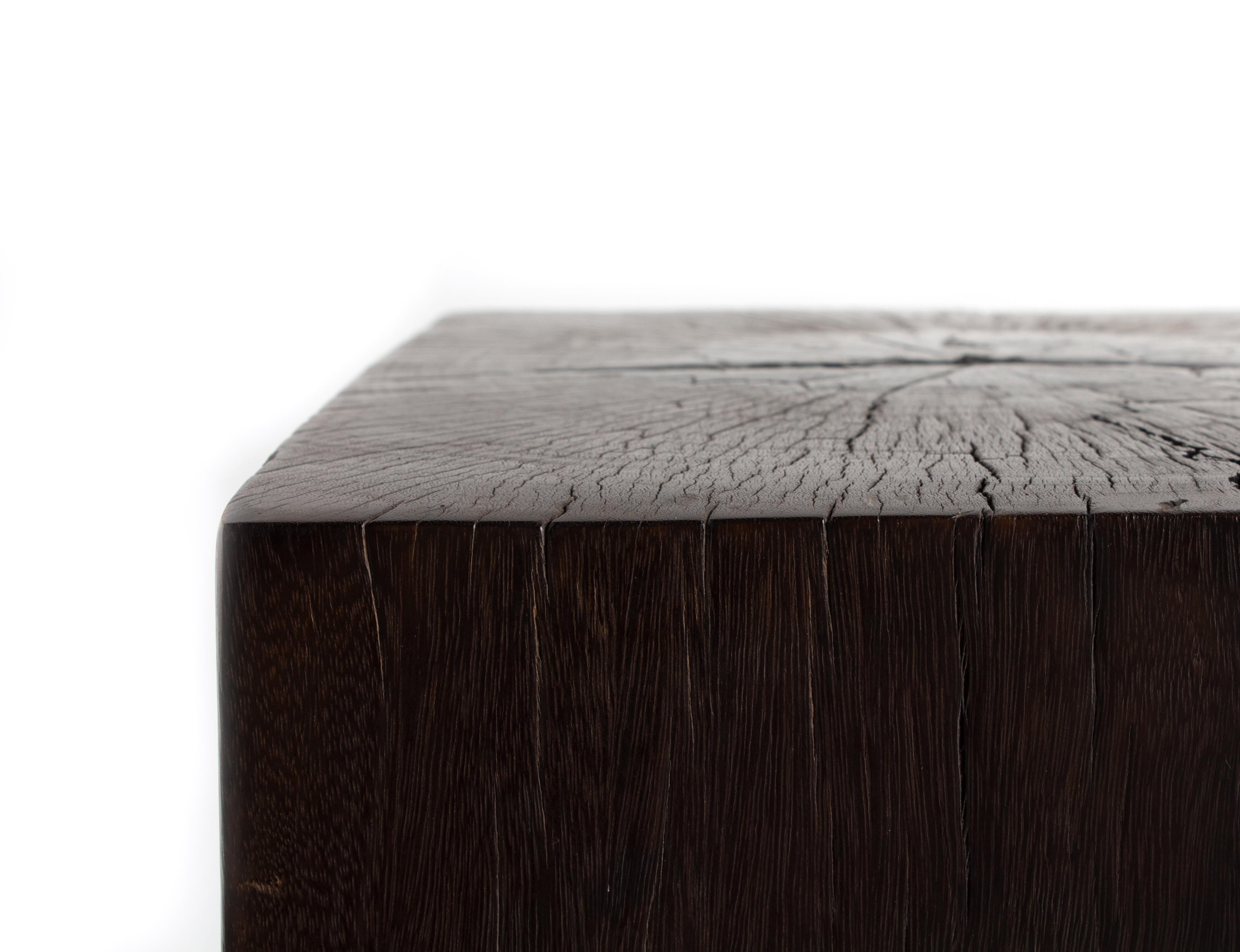 Contemporary Form Ebonized Block Teak End Table In Good Condition In Dallas, TX