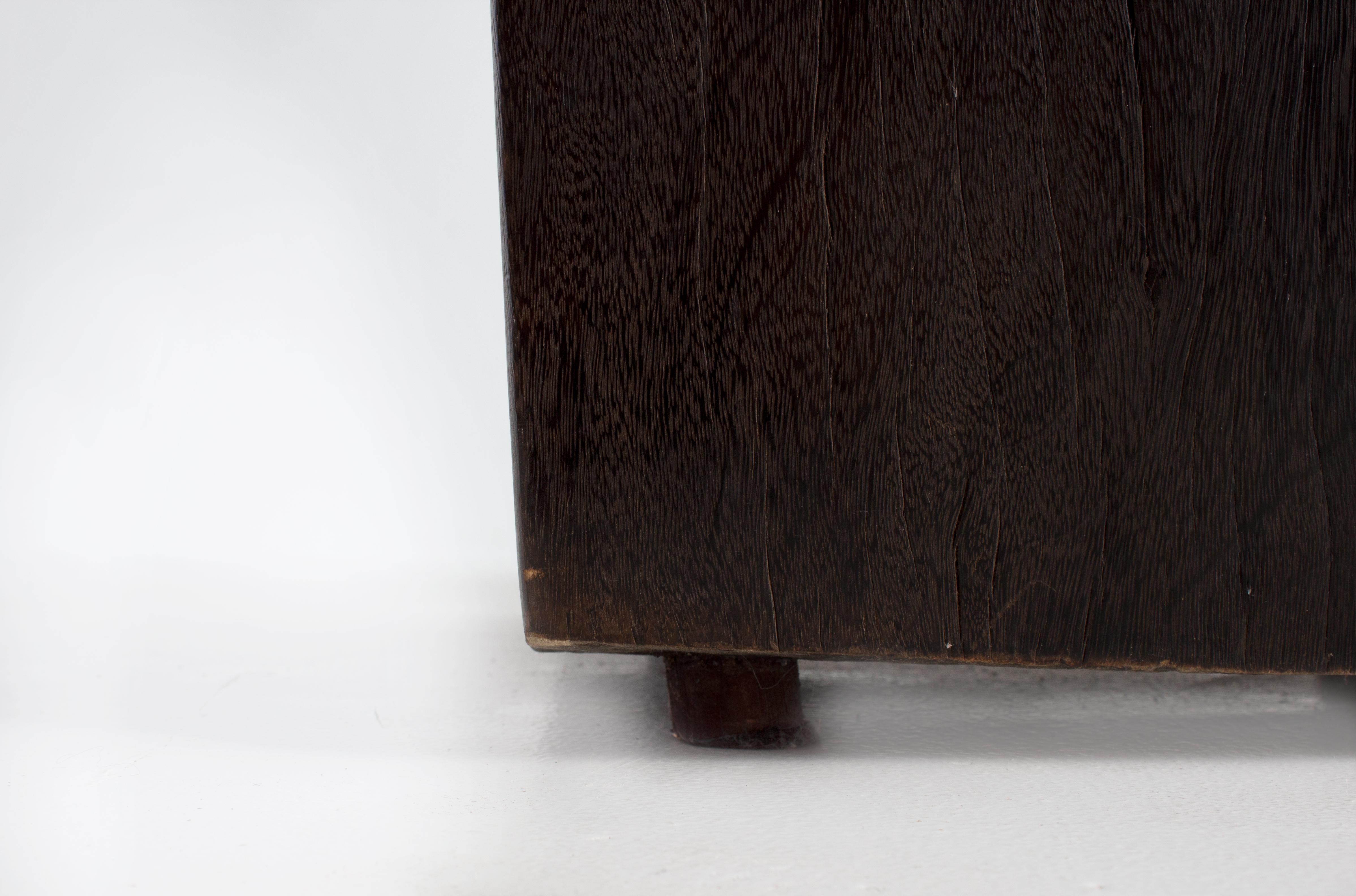 Contemporary Form Ebonized Block Teak End Table 1