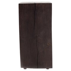 Contemporary Form Ebonized Block Teak End Table