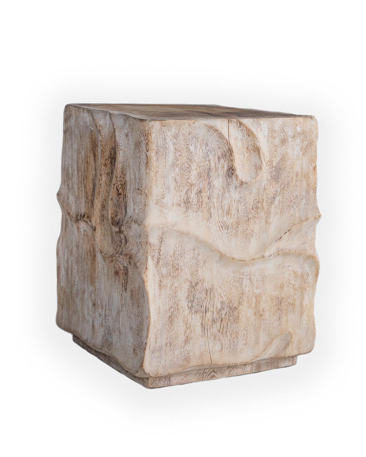 Contemporary form mango wood side table. 

Part of our one of a kind Le Monde collection. Exclusive to Brendan Bass.