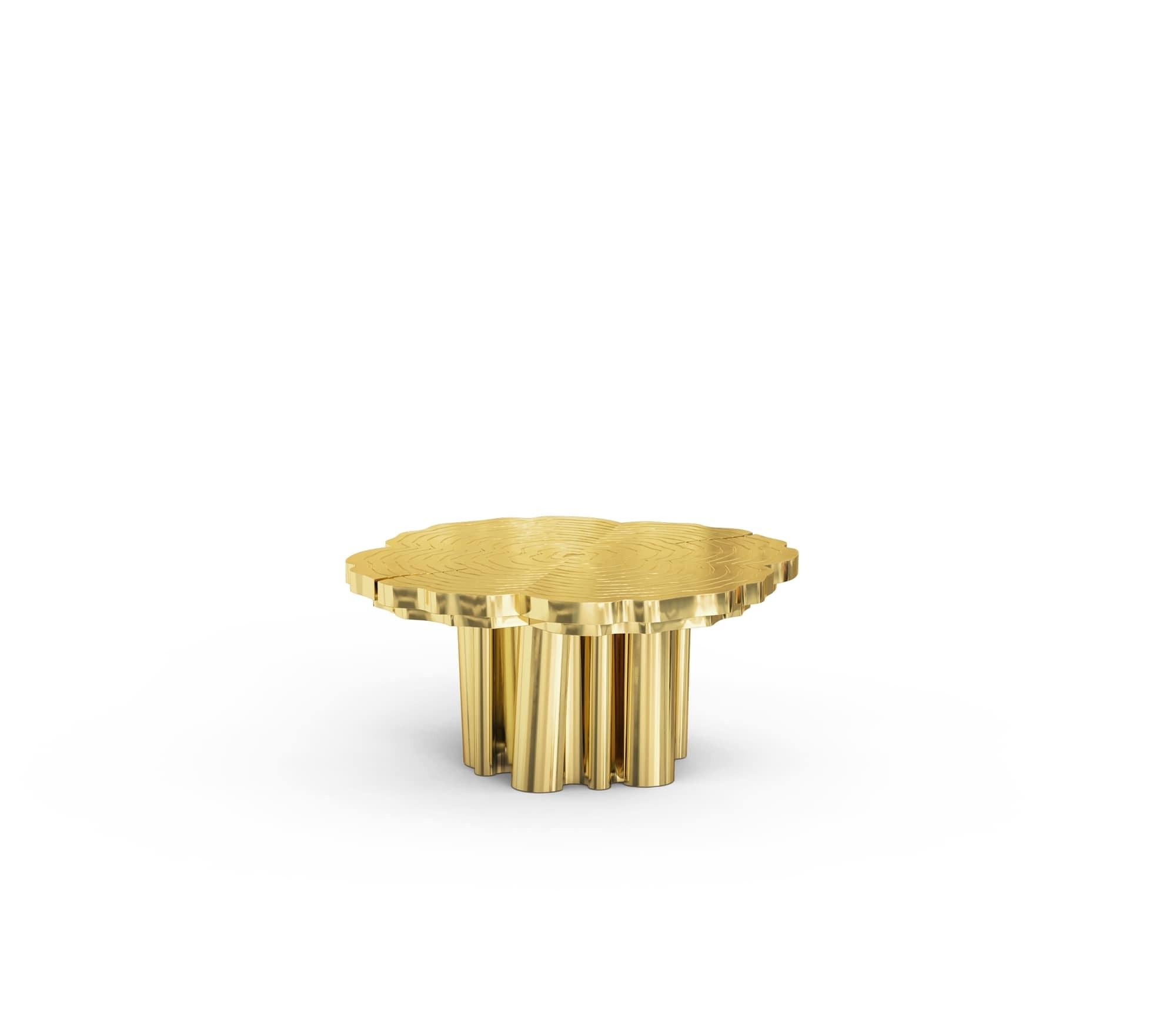 Portuguese Contemporary Fortuna Center Table in Brass by Boca do Lobo For Sale