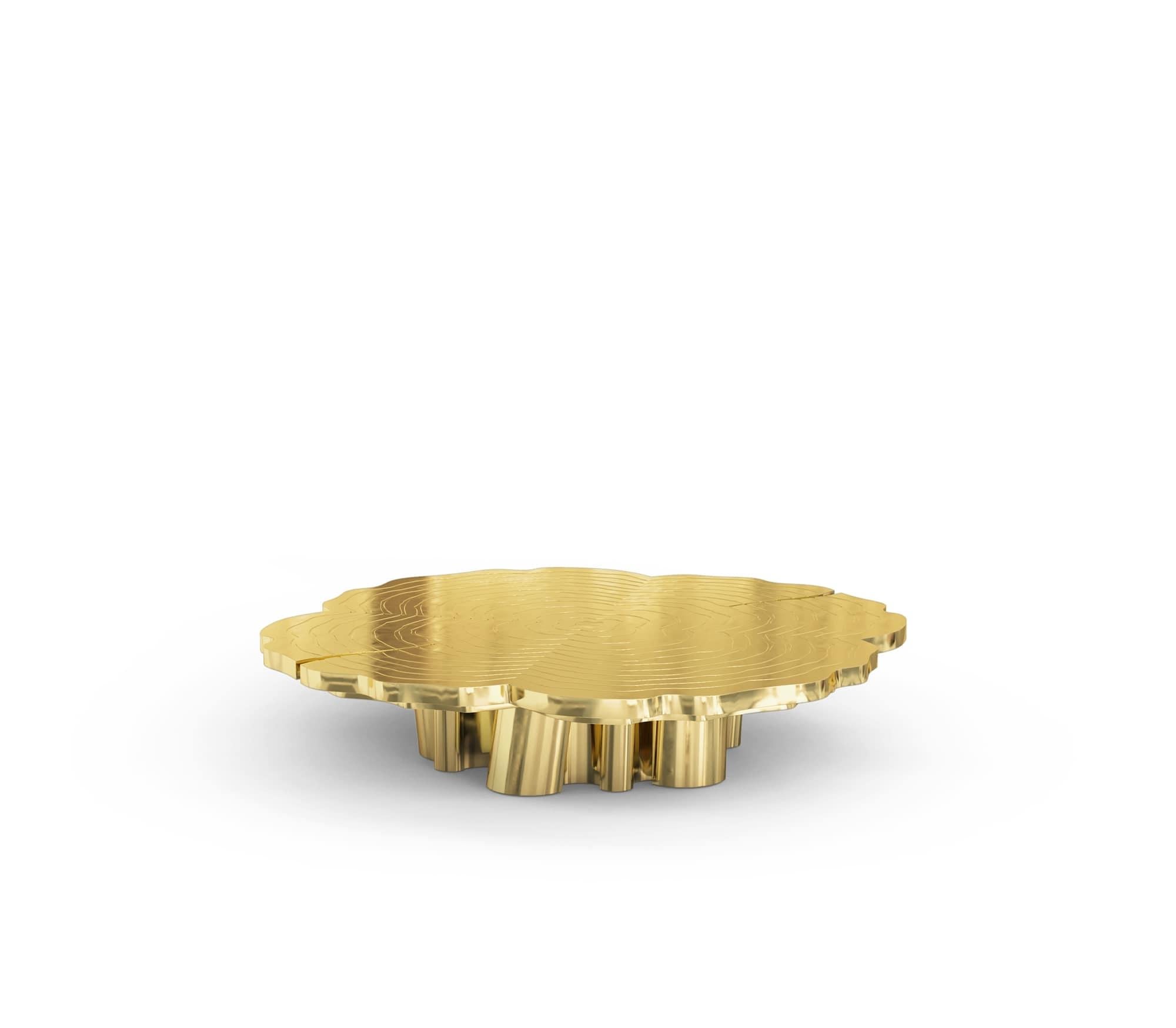 Marble Contemporary Fortuna Center Table in Brass by Boca do Lobo For Sale