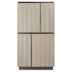 Contemporary Four Doors Cabinet In Oak Wood And Oxidized Brass By José Castro