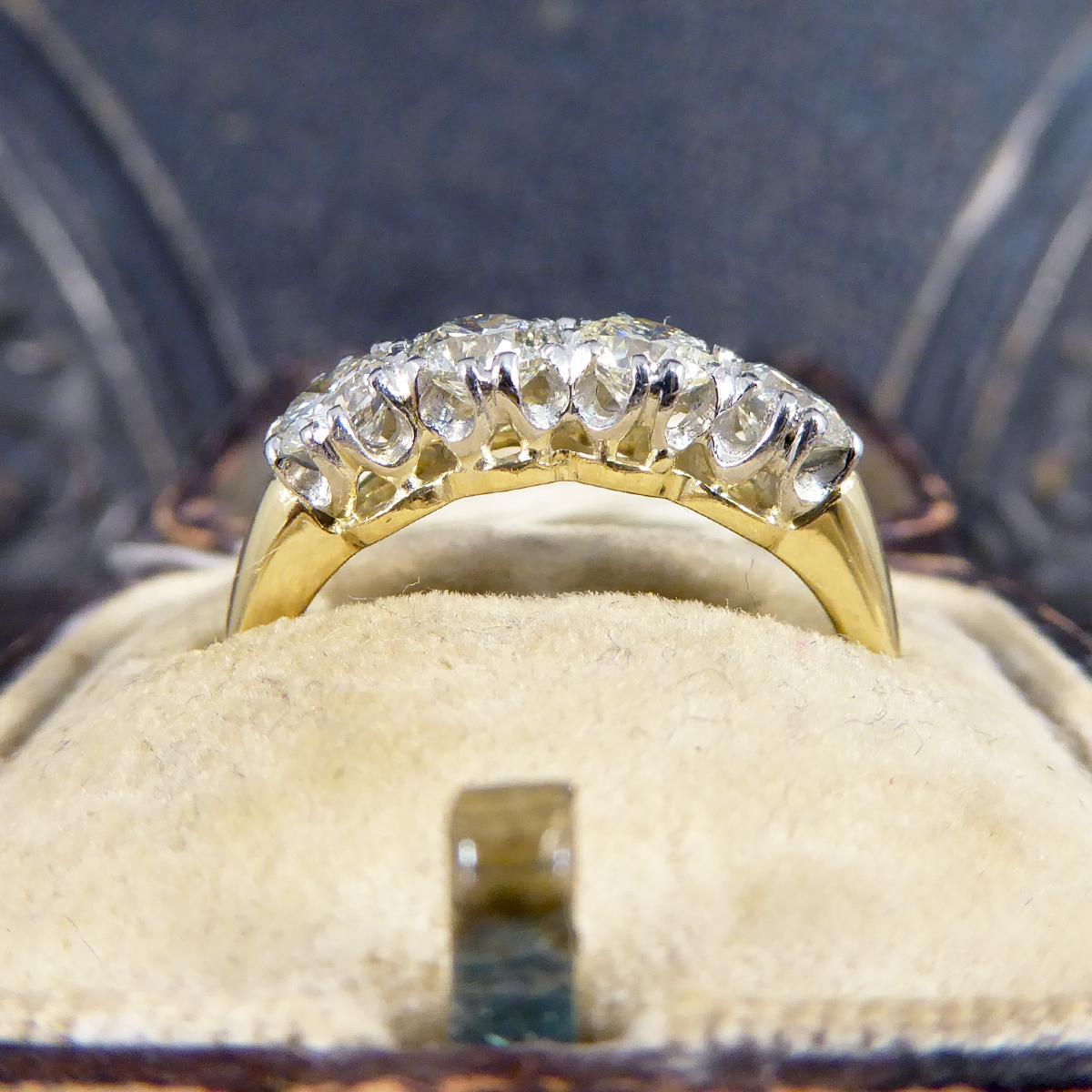 Contemporary Four-Stone Old Cut Diamond Ring in 18 Carat Gold and Platinum 1