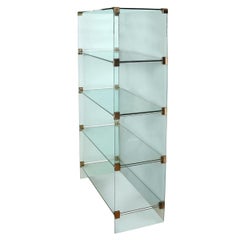 Contemporary Four Tier Glass Etagere With Brass Fittings