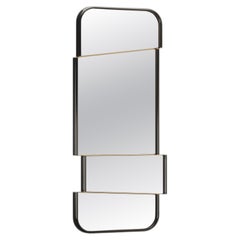 Contemporary Fracta Mirror, Black Lacquered with Metal Details