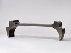 Banc Contemporary Fragment II avec cuir patiné noir osseux