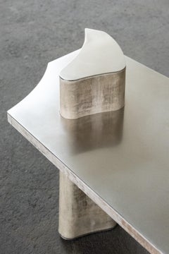 Contemporary Fragment Bench with patinated leather by Jumandie Seys