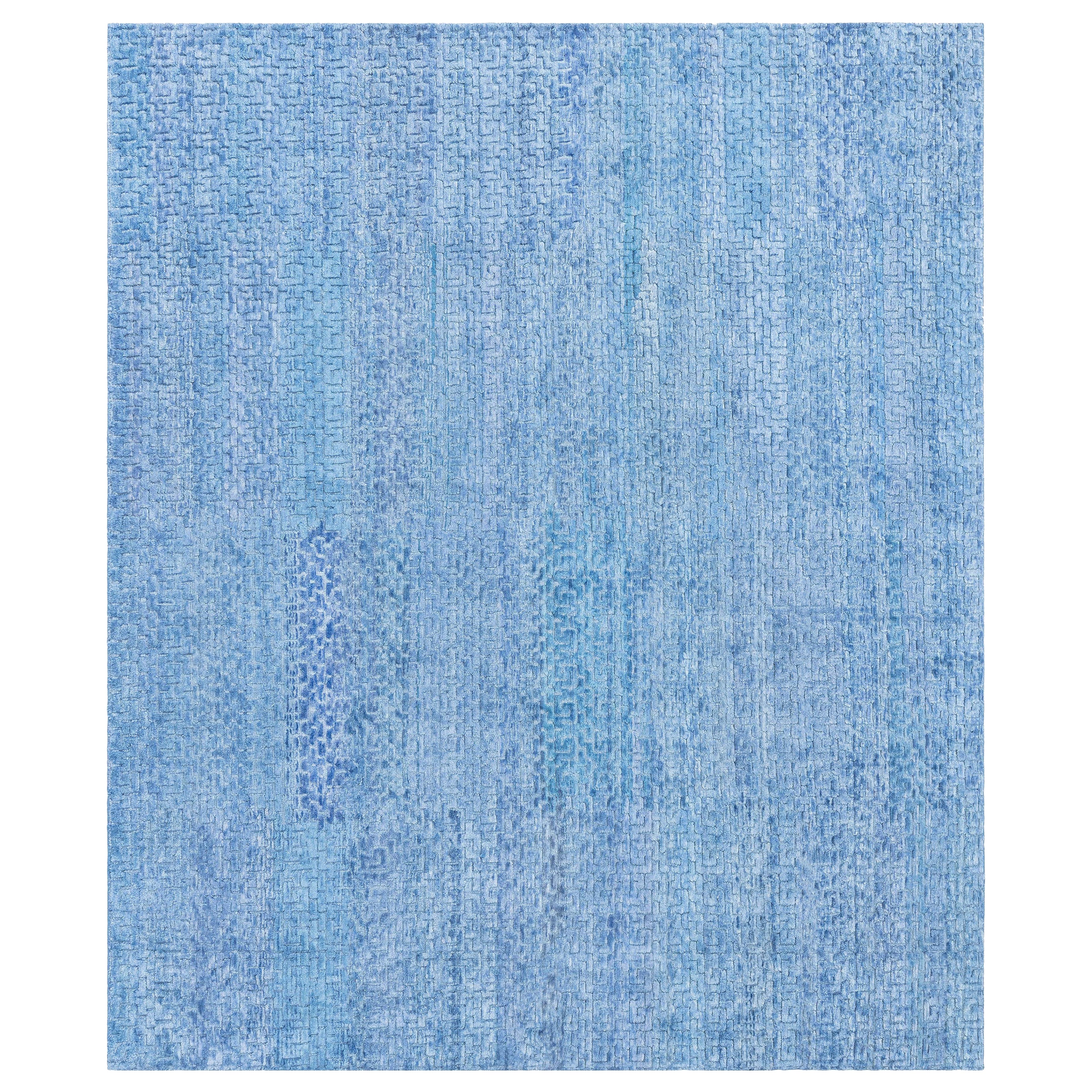 Blauer Seidenteppich in Fragmentform von Doris Leslie Blau