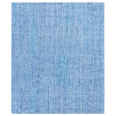 Tapis de soie bleu contemporain Fragment par Doris Leslie Blau