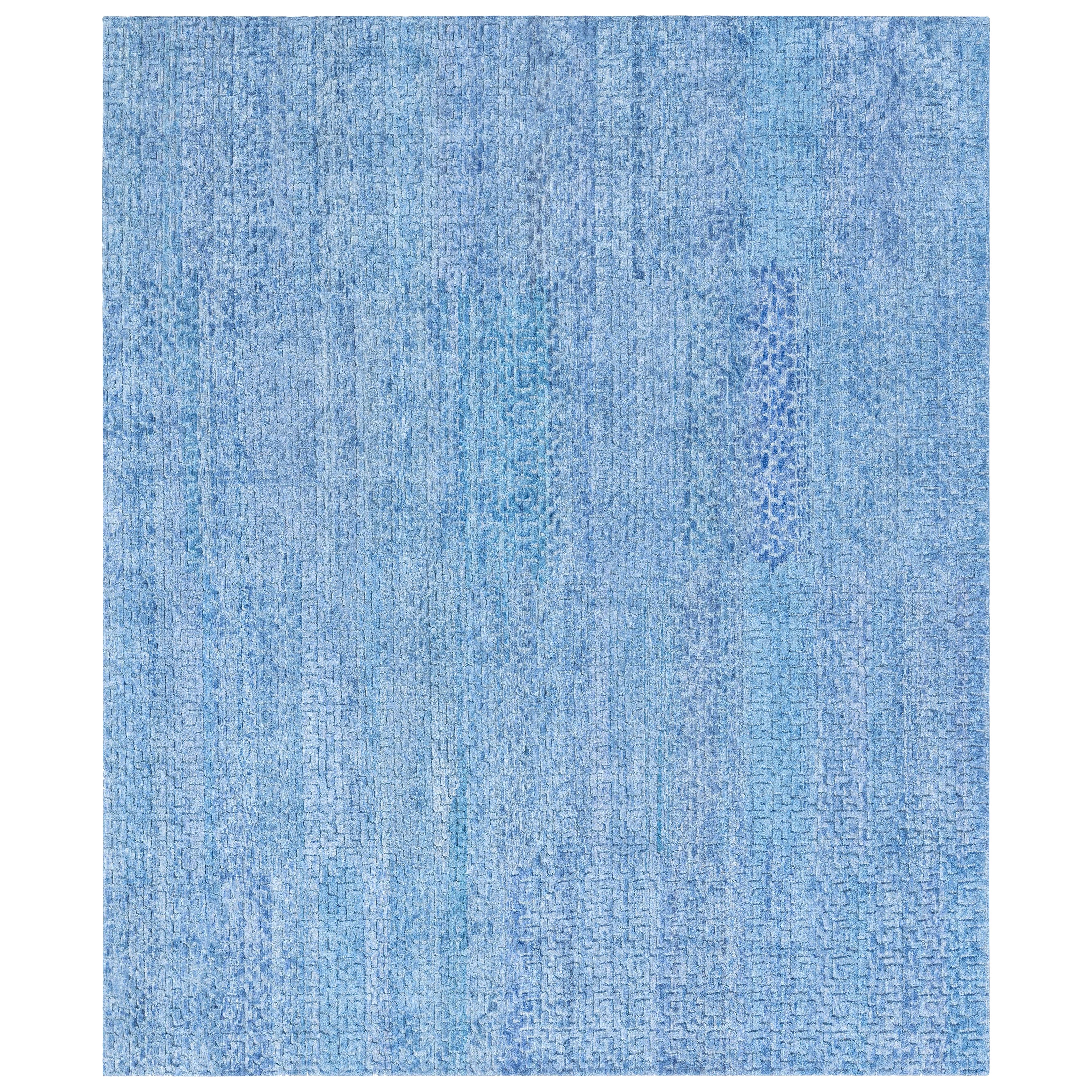 Alfombra contemporánea de seda azul Fragment de Doris Leslie Blau en venta