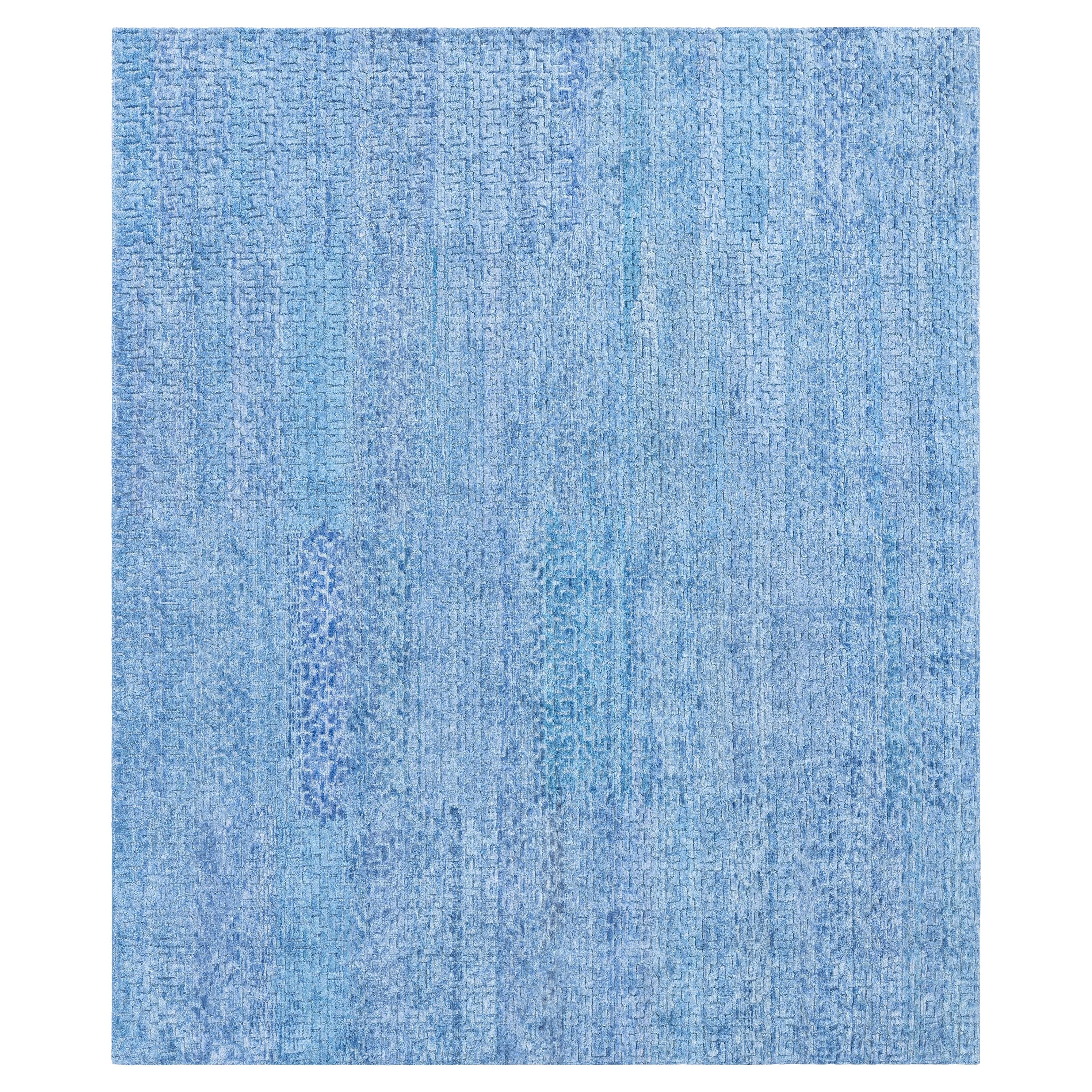 Contemporary Fragment Blue Silk Rug by Doris Leslie Blau