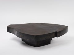 Tavolino contemporaneo Fragment II piccolo con pelle patinata nera