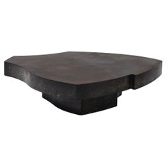 Contemporary Fragment Coffee table II small with black patinated leather