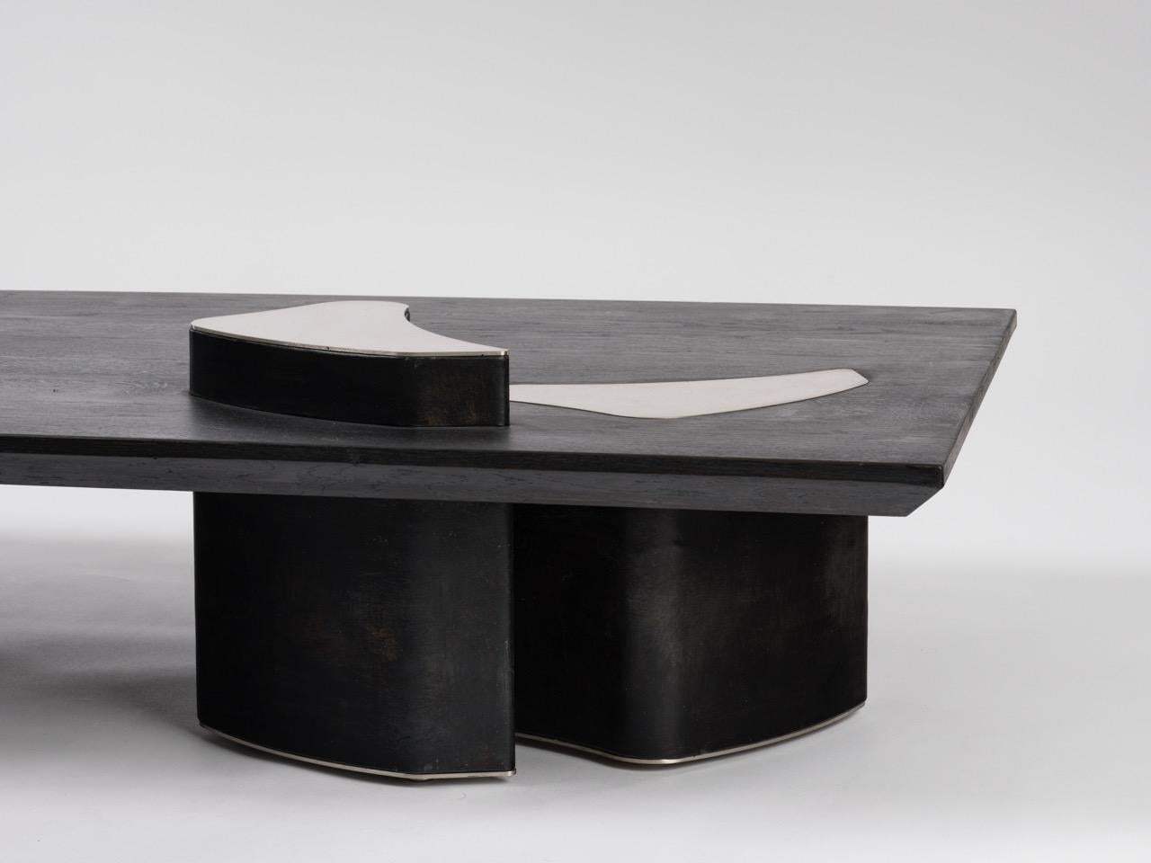 Table basse contemporaine Fragment en cuir patiné par Jumandie Seys en vente 4