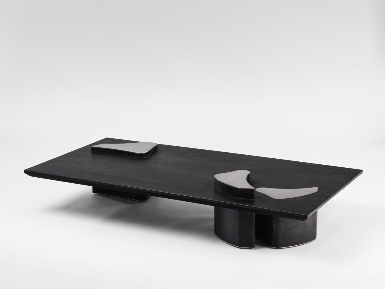 Table basse contemporaine Fragment en cuir patiné par Jumandie Seys en vente 1
