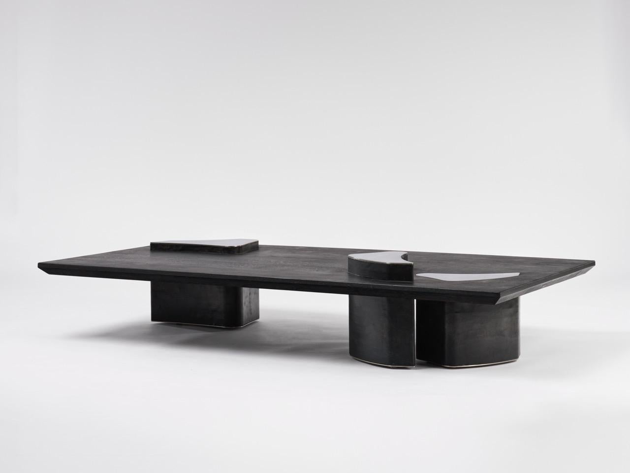Table basse contemporaine Fragment en cuir patiné par Jumandie Seys en vente 2