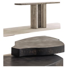 Console frammentaria contemporanea III con pelle patinata bianco osso