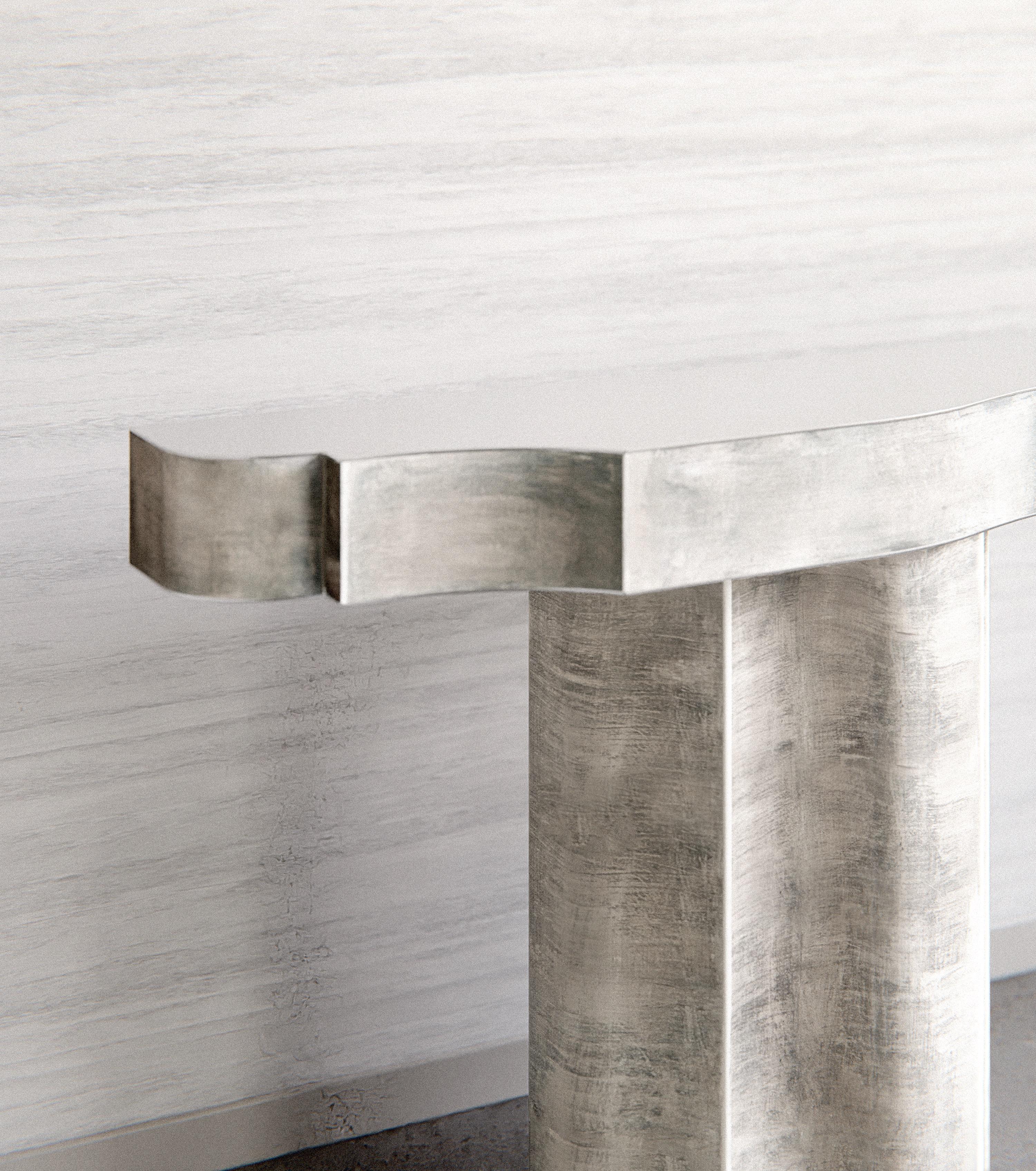 Belgian Contemporary Fragment Console with light patinated leather by Jumandie Seys For Sale
