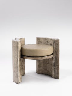 Contemporary Fragment Desk chair with patinated bone whit leather