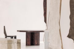Contemporary Fragment dining table Burgundy patinated leather