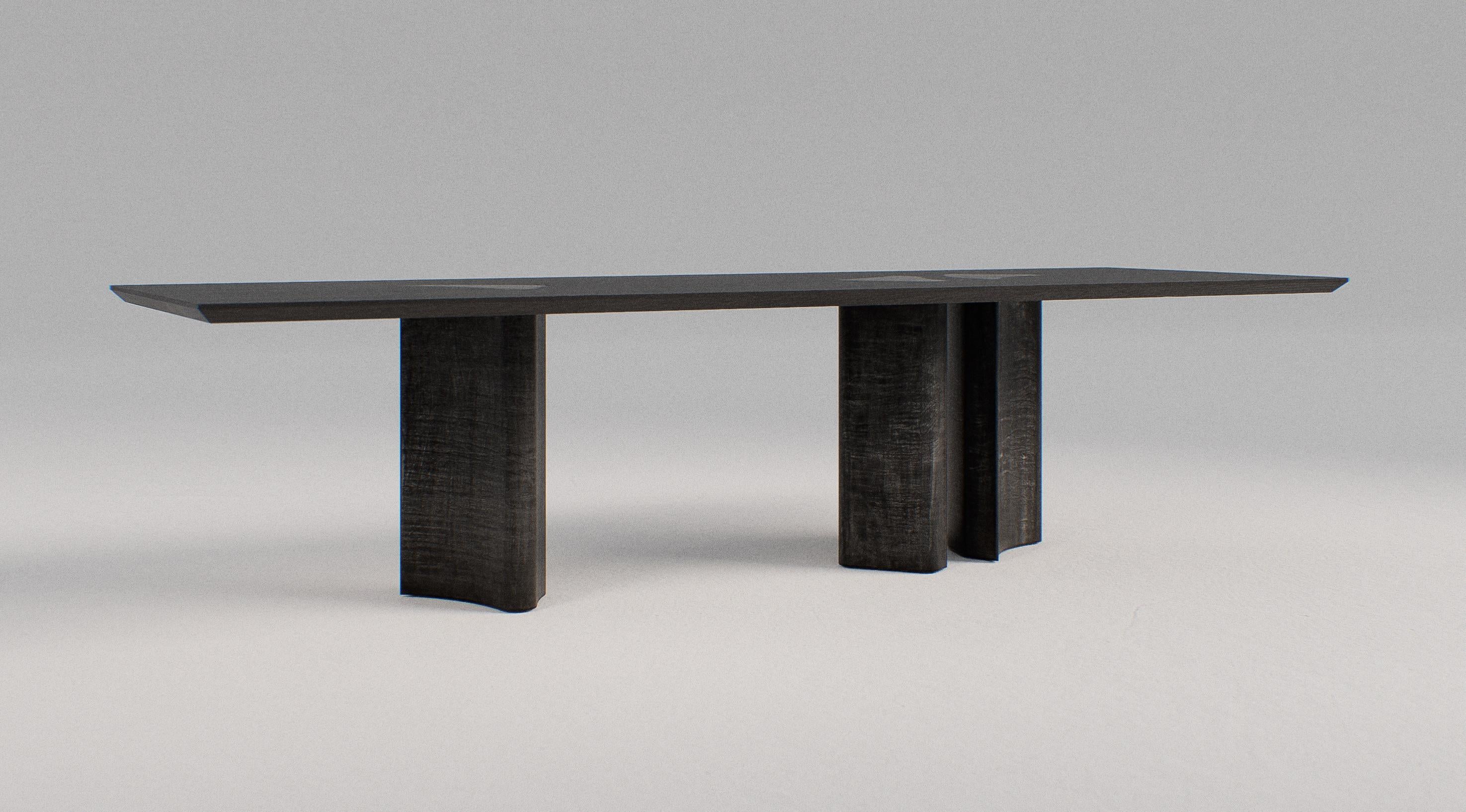 Hand-Crafted Contemporary Fragment Dining table with patinated leather by Jumandie Seys For Sale