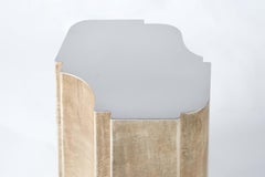 Contemporary Fragment Pedestal Duo beige patinated leather