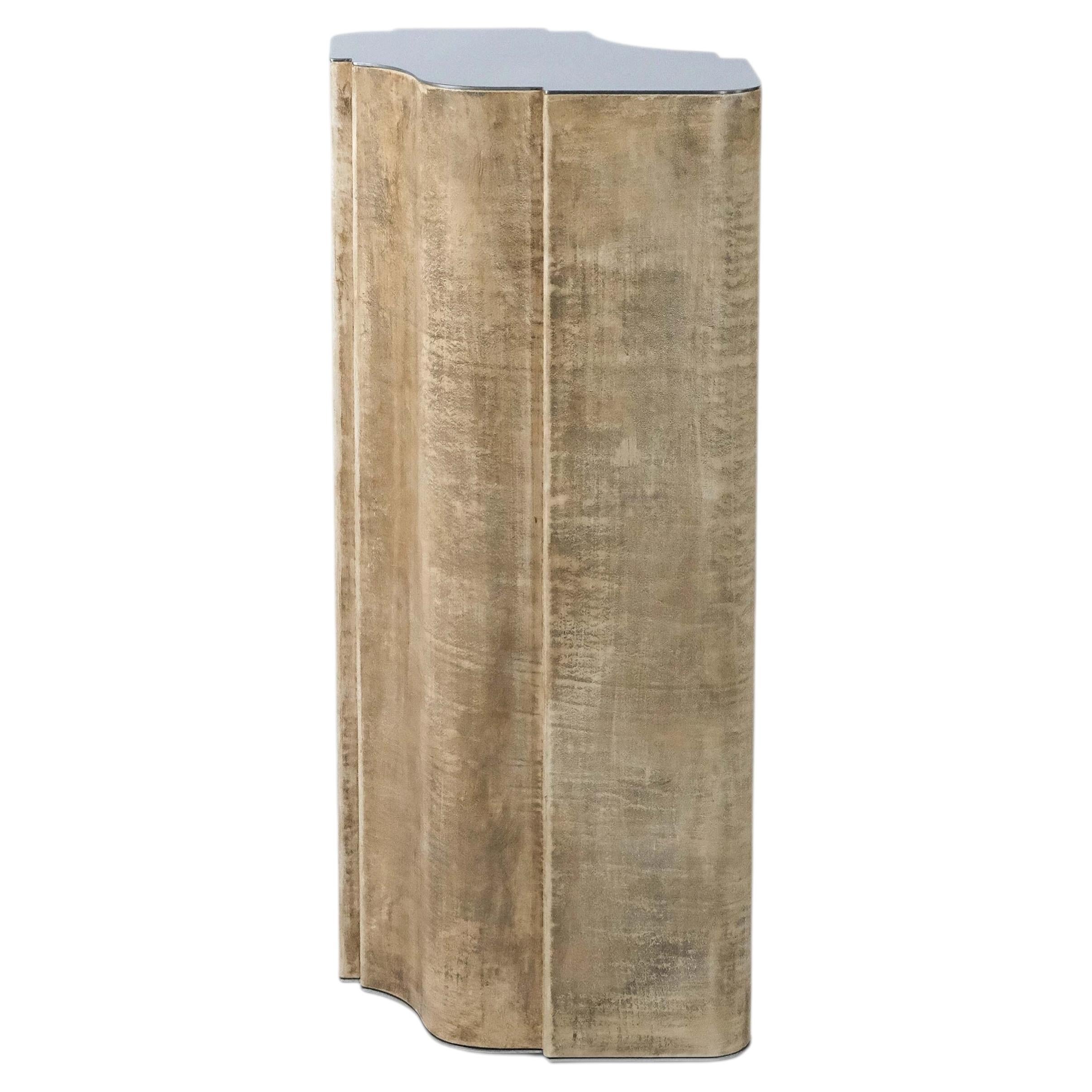 Contemporary Fragment Pedestal Large beige patinated leather For Sale