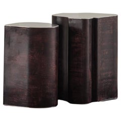 Contemporary Fragment Side Table combo with patinated leather by Jumandie Seys