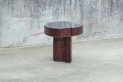 Contemporary Fragment Side Table II Small Burgundy patinated leather