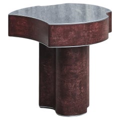 Contemporary Fragment Side Table II Small Burgundy patinated leather