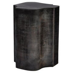 Tavolino contemporaneo Fragment Medium con pelle patinata nera