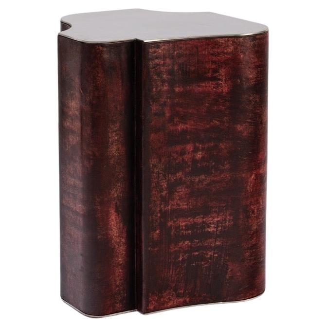 Table d'appoint Contemporary Fragment Medium en cuir patiné bordeaux