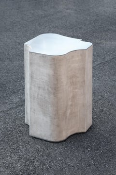 Contemporary Fragment Side Table Medium with patinated leather by Jumandie Seys