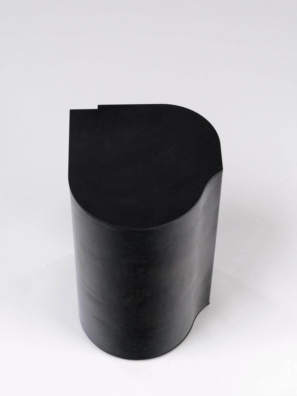 Hand-Crafted Contemporary Fragment Side Table Small Black patinated leather For Sale