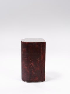 Contemporary Fragment Side Table Small Burgundy patinated leather