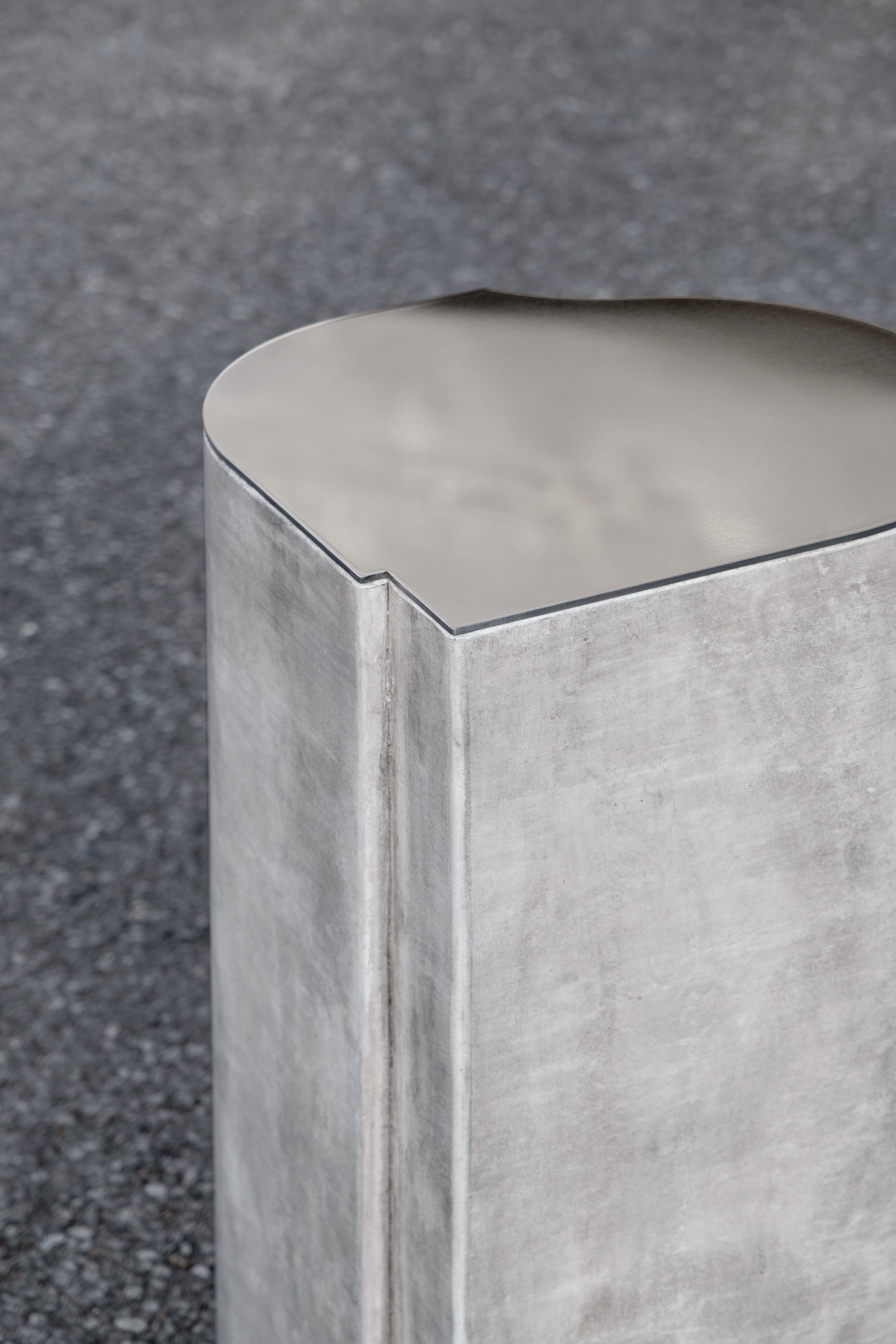Belgian Contemporary Fragment Side Table Small with patinated leather by Jumandie Seys For Sale